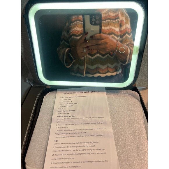 LED mirror cosmetic case -Pink- NEW - Picture 5 of 10